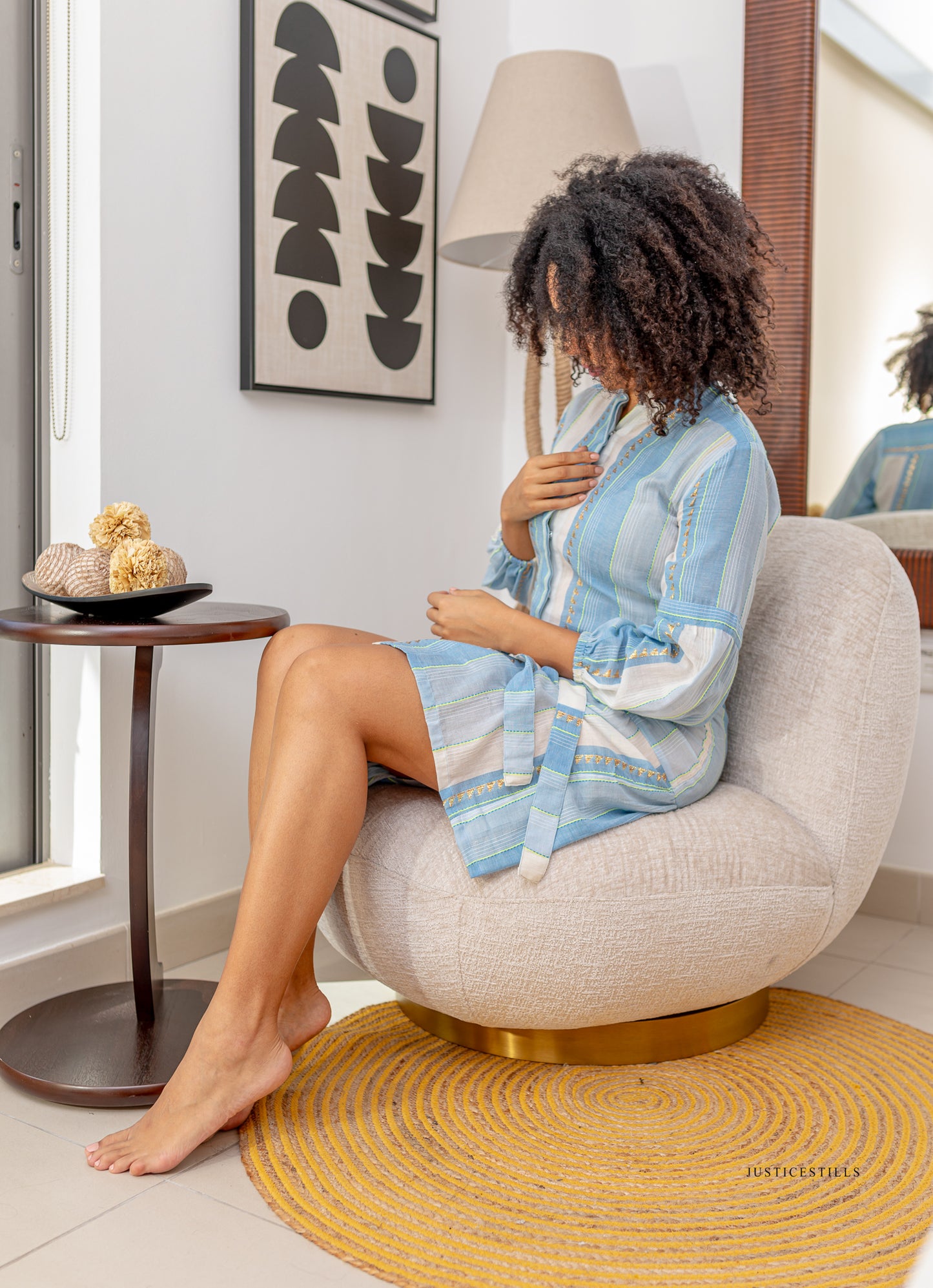 Nahome Long-Sleeve Dress - Blue