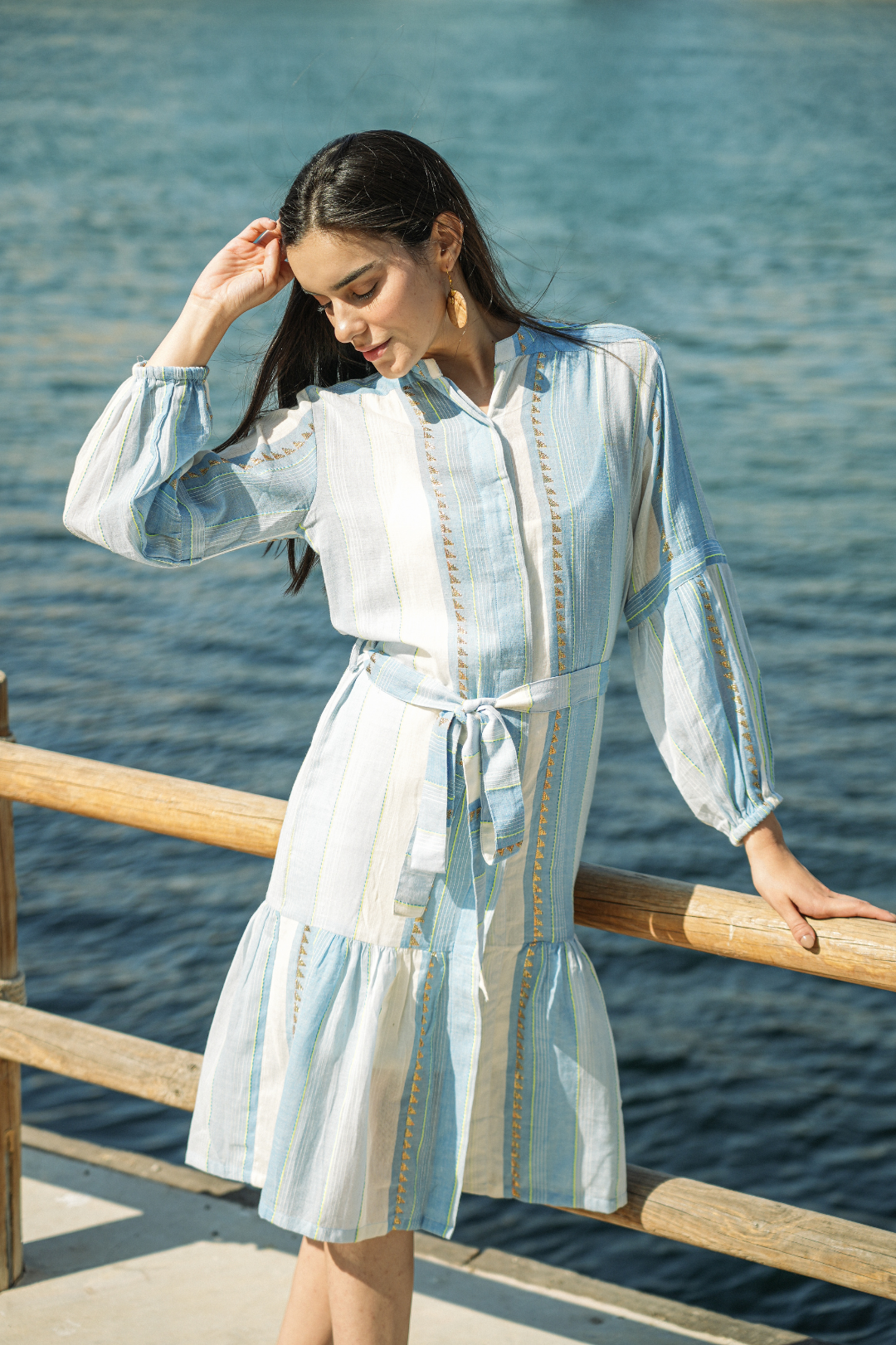 Nahome Long-Sleeve Dress - Blue