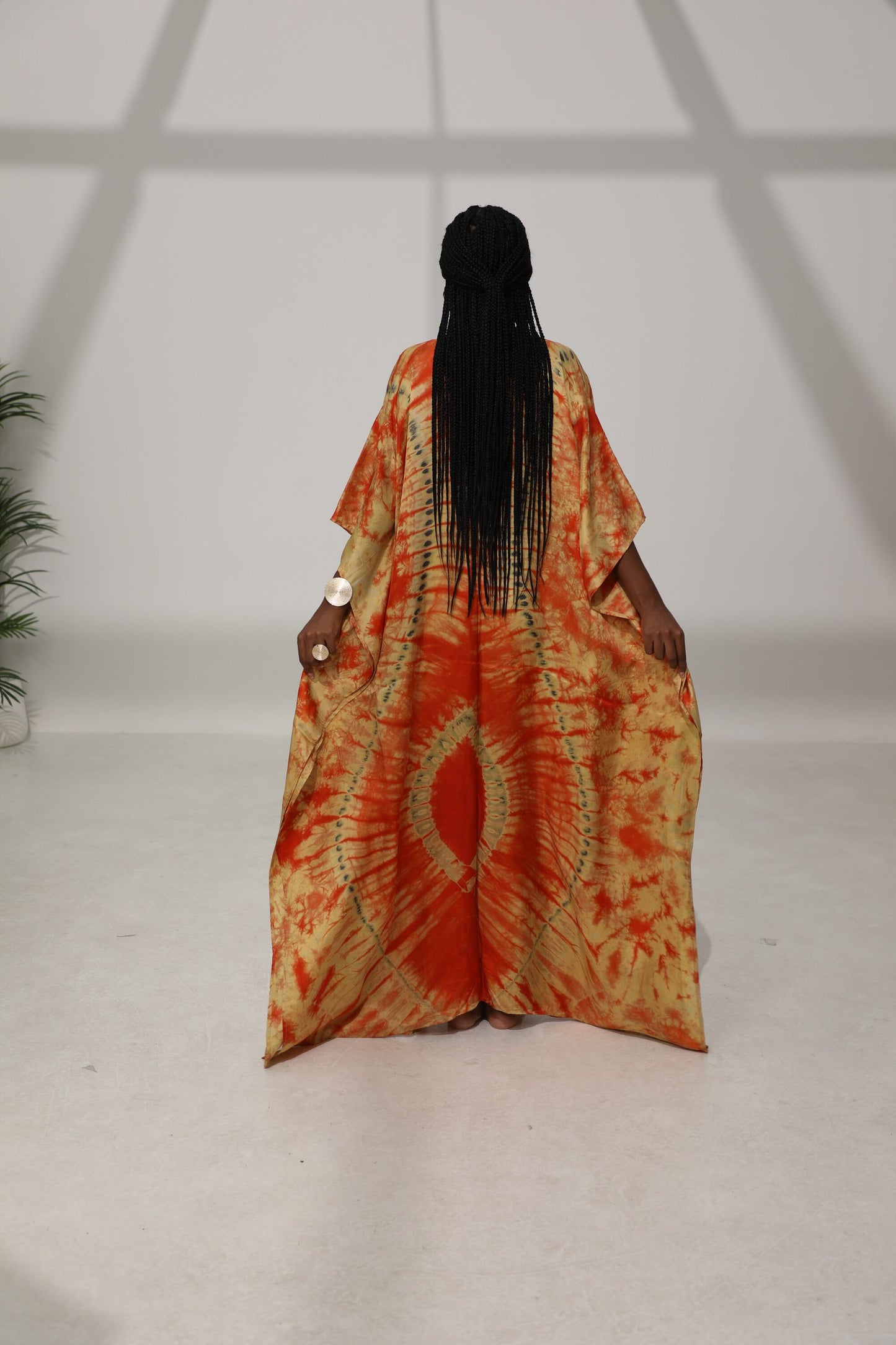 Geni Flowy Kaftan - Orange & Gold