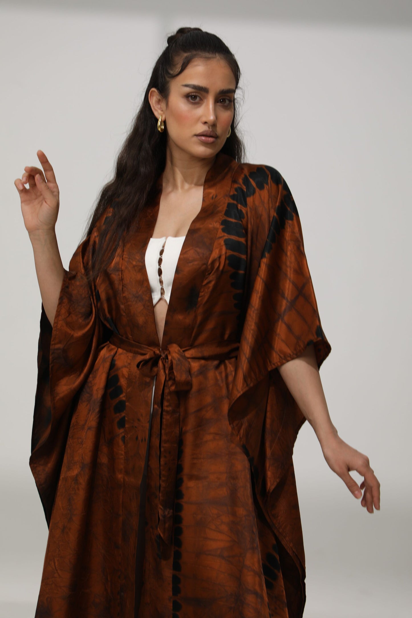 Geni Flowy Kaftan - Brown & Black