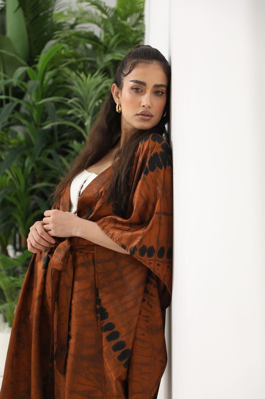 Geni Flowy Kaftan - Brown & Black