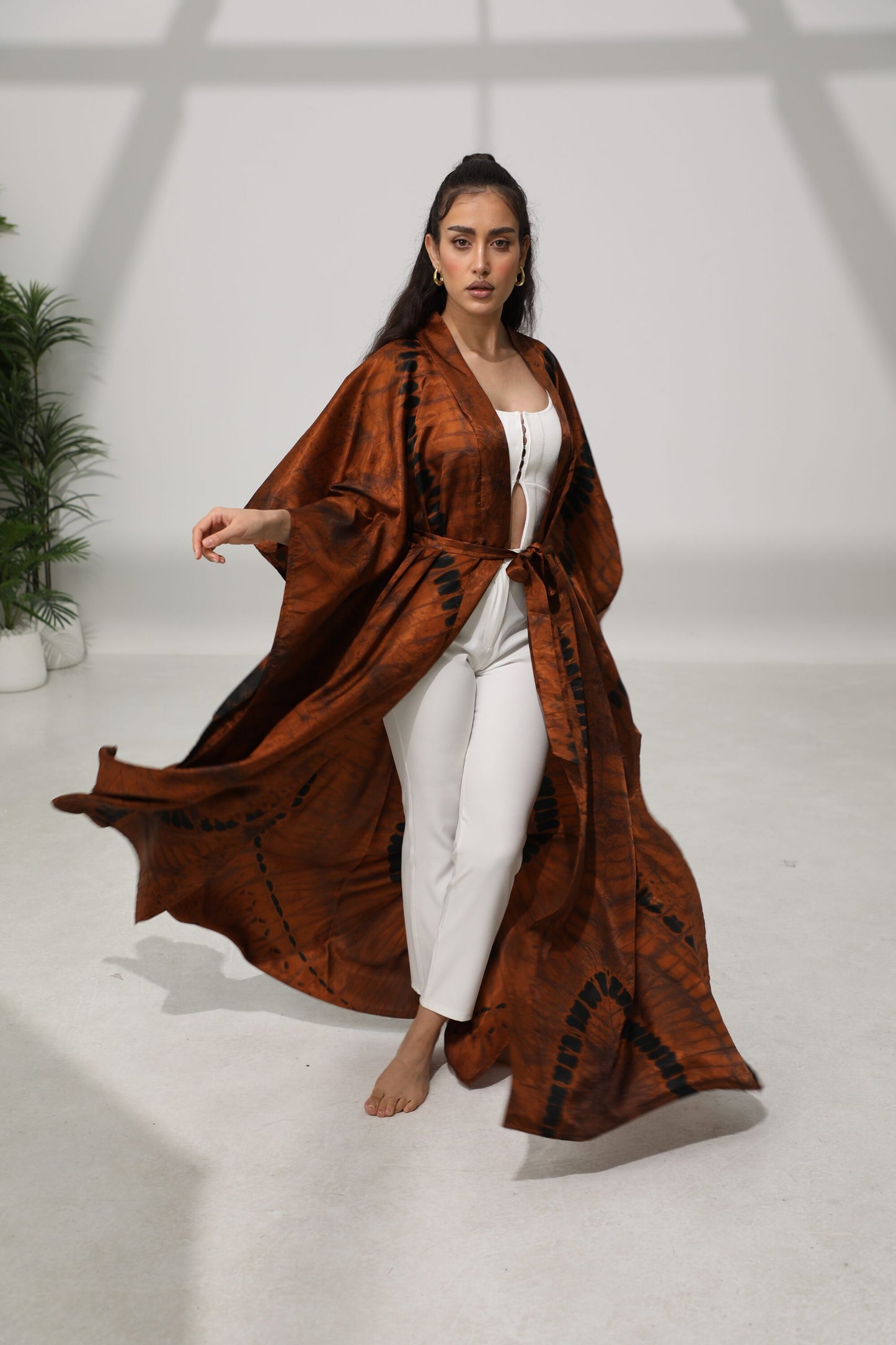 Geni Flowy Kaftan - Brown & Black