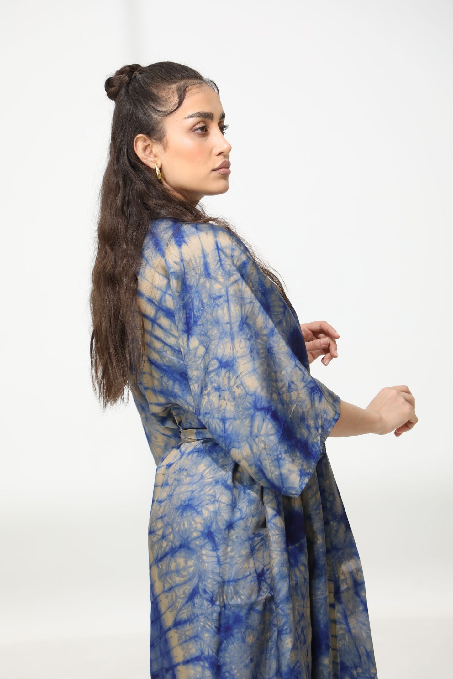 Geni Flowy Kaftan - Blue & Beige