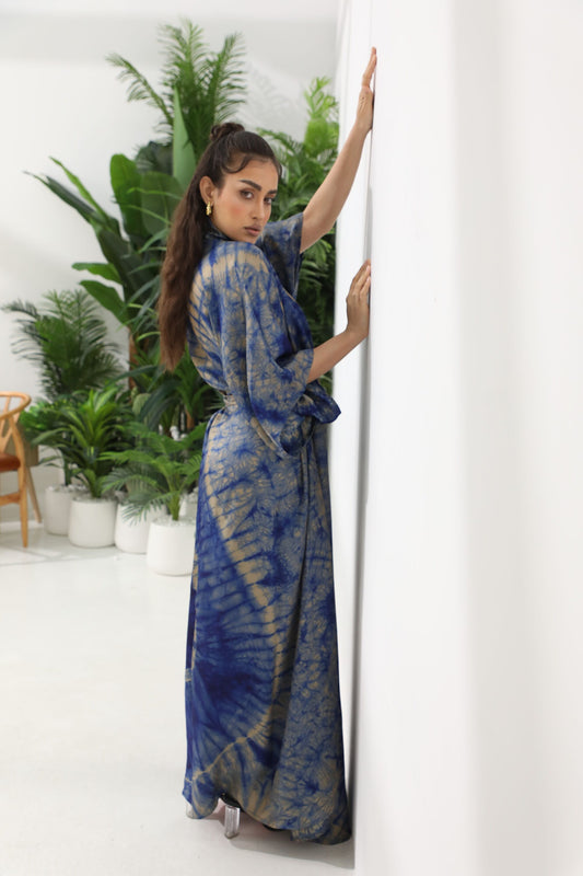 Geni Flowy Kaftan - Blue & Beige