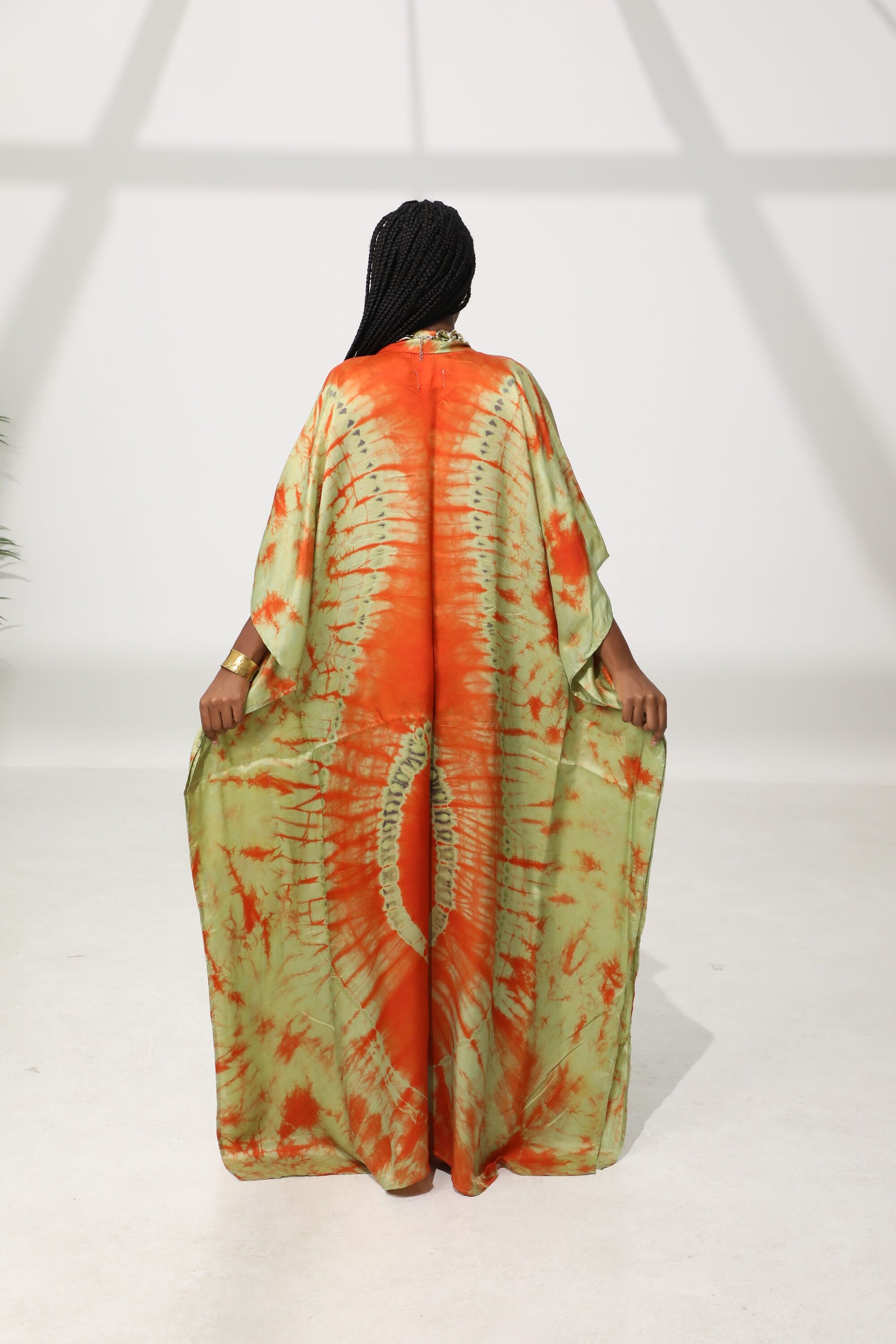 Geni Flowy Kaftan - Green + Orange My Store Geni Flowy Kaftan - Green + Orange My Store
