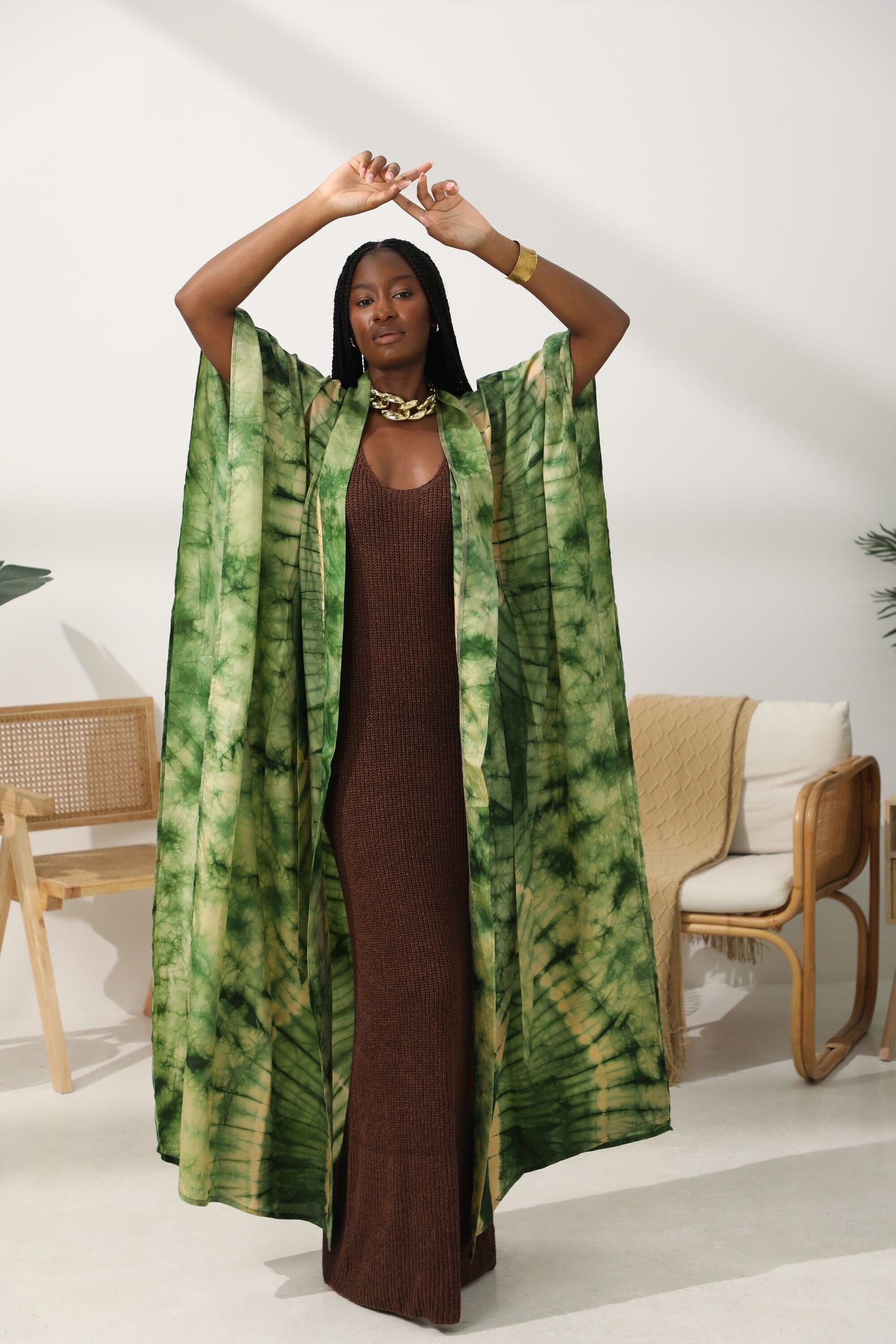 Geni Flowy Kaftan - Toned Green
