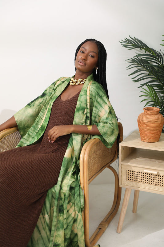 Geni Flowy Kaftan - Toned Green