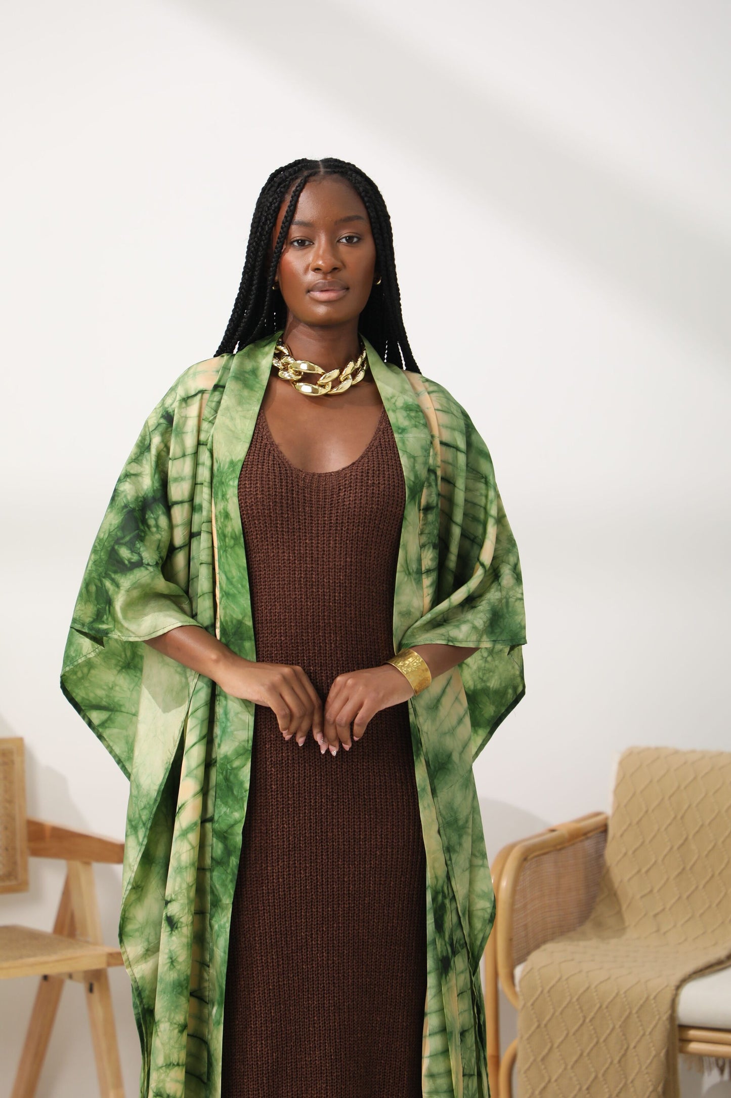 Geni Flowy Kaftan - Toned Green