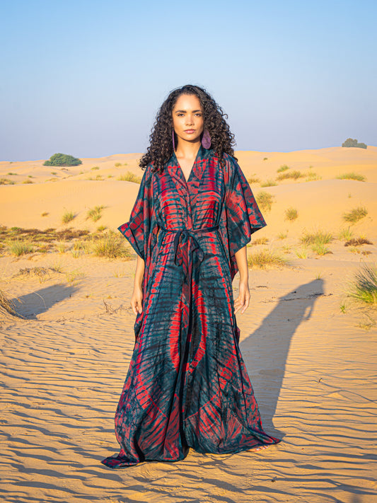 Geni Flowy Kaftan - Red + Blue