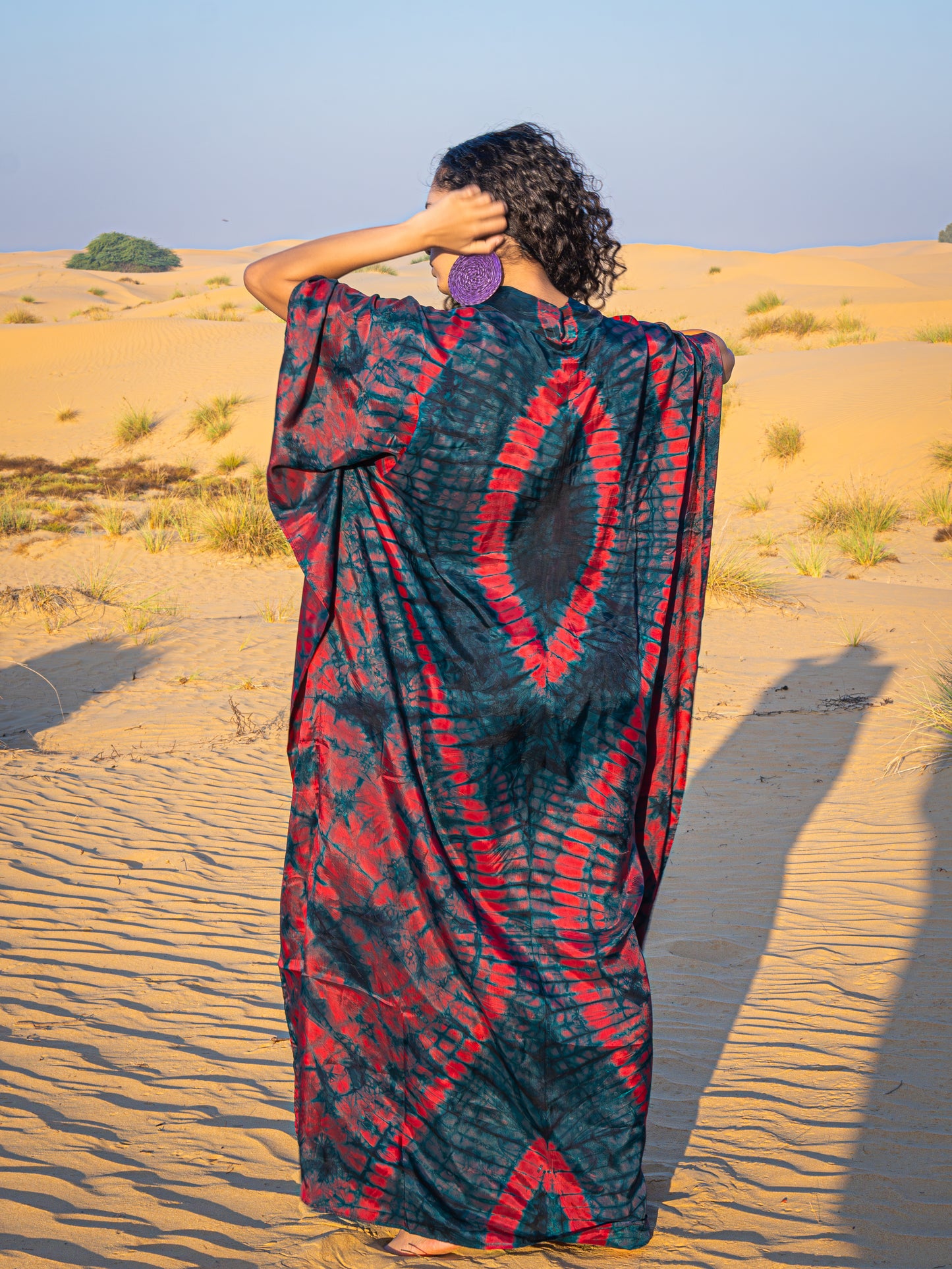Geni Flowy Kaftan - Red + Blue