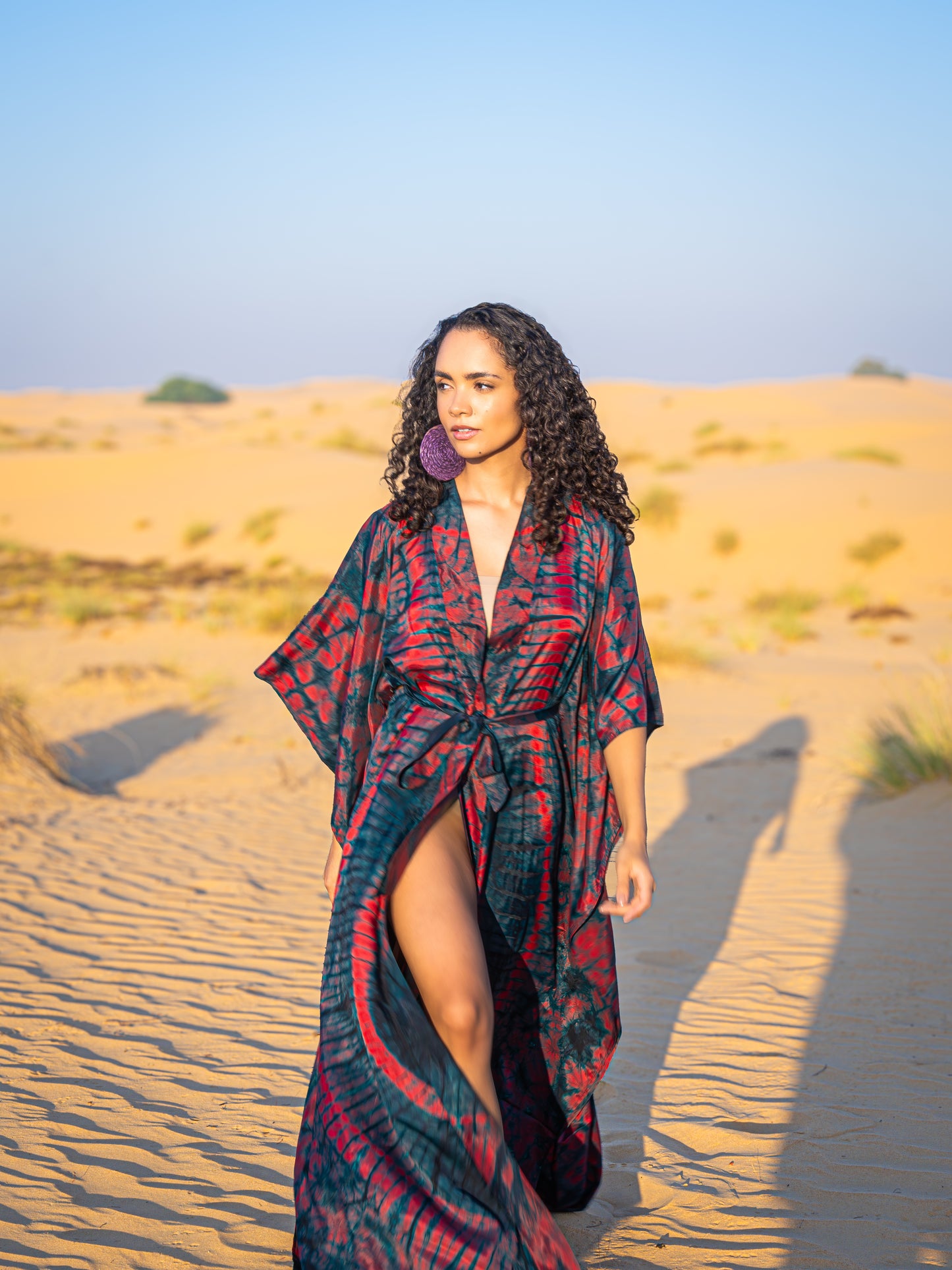 Geni Flowy Kaftan - Red + Blue