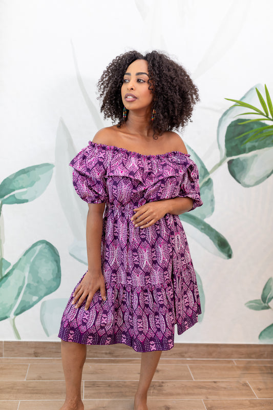 Maya Off-Shoulder Dress - Purple